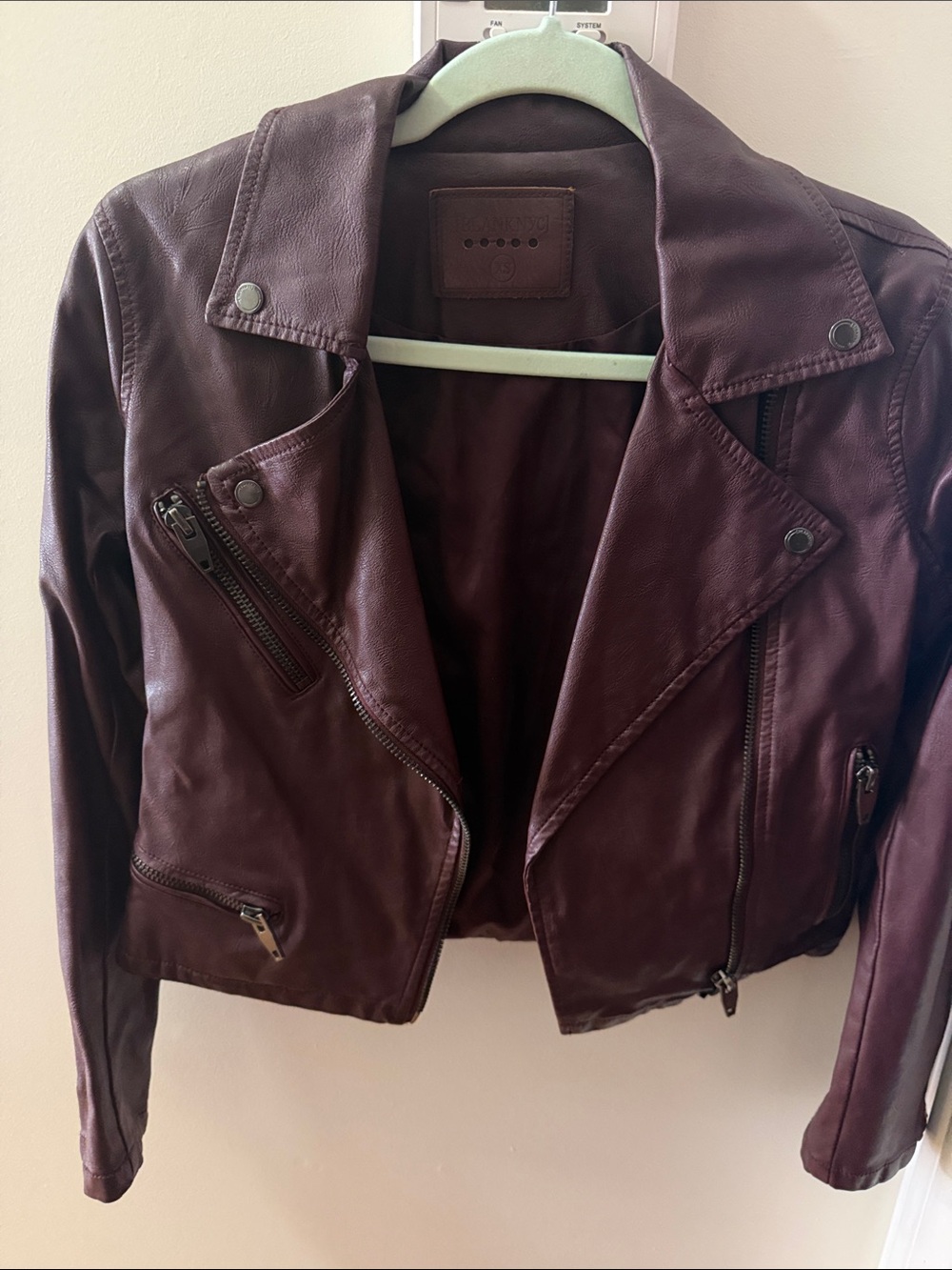 Blank NYC Burgundy Leather Moto Jacket